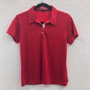 Nike Golf Y2K Red Geometric Collar Short Sleeve Lightweight Golf Polo Shirt Top